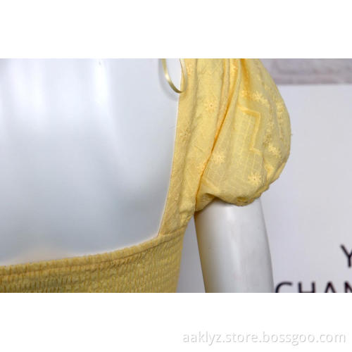 Solid Color Square Neck Short Sleeve Top